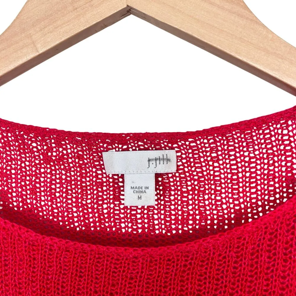 J. Jill Red Linen Blend Open Knit Sweater Sz M - Image 2