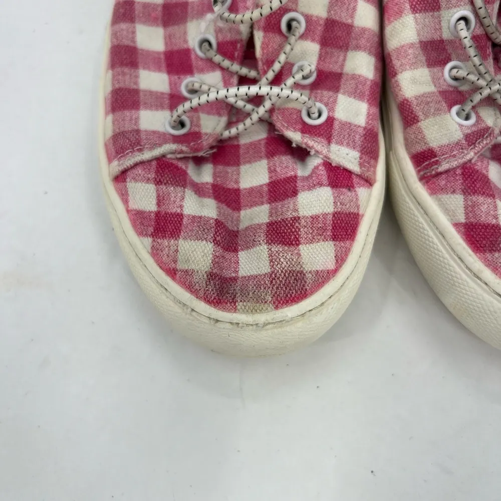 J Crew pink white gingham plaid canvas sneakers casual summer cottage 7 girly - Image 5