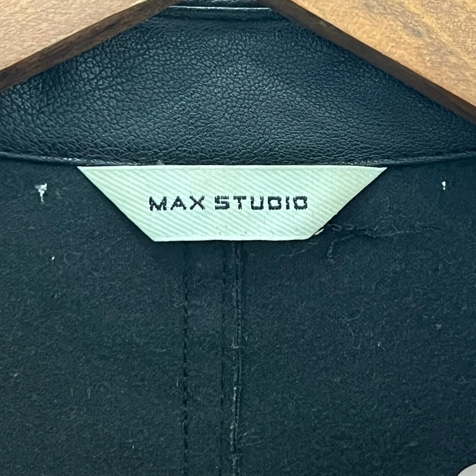 Max Studio Faux Leather Button Down Shirt Black Edgy Streetwear Women’s Medium - Image 12