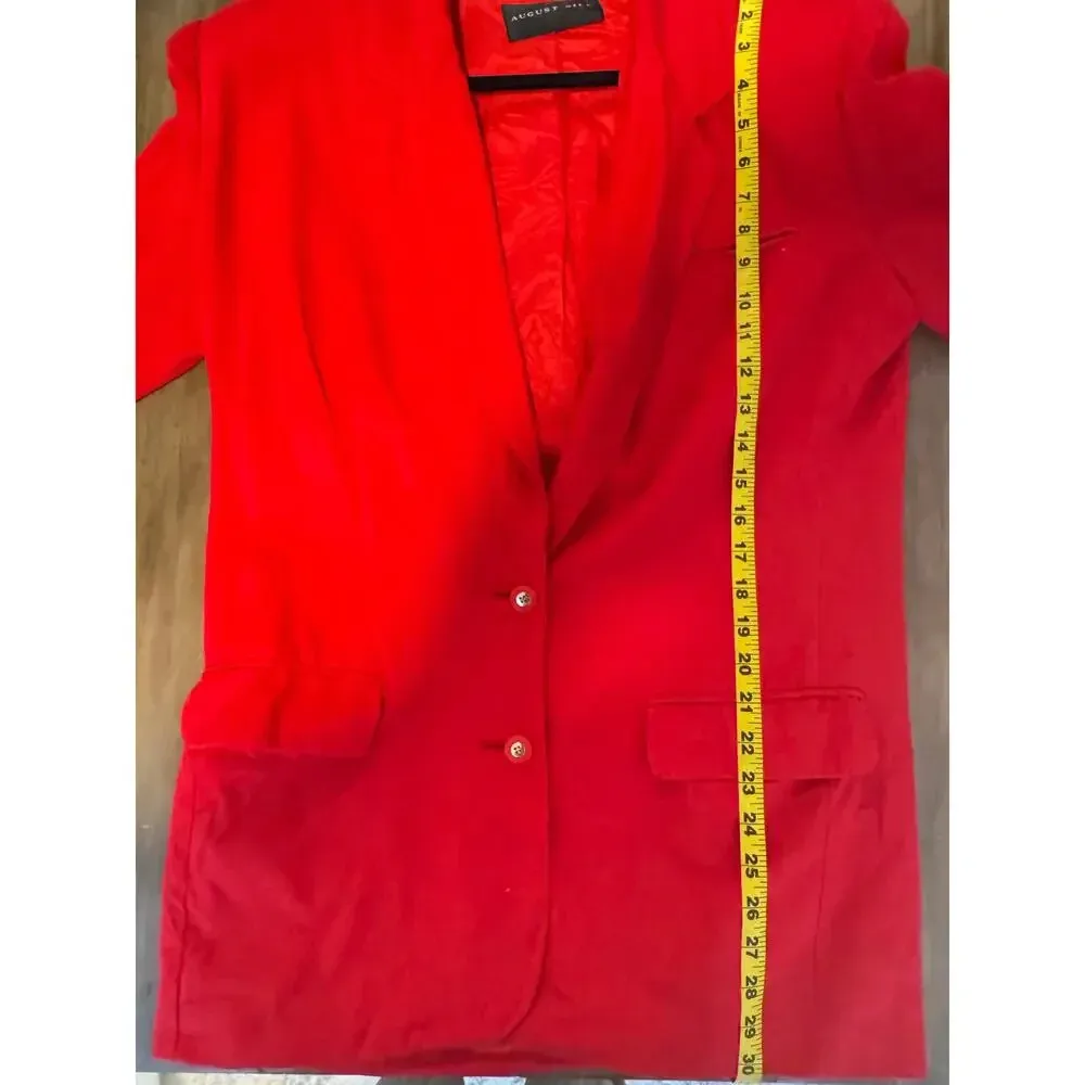 Vintage August Silk Oversized Blazer Red Silk Tomato Girl Bold Maximilist SZ 6 - Image 6