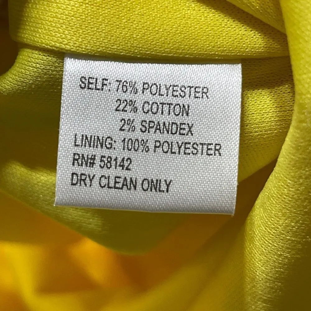 London Times Women's Sheath Dress One Shoulder Bow Bright Yellow Size 12 - Image 8