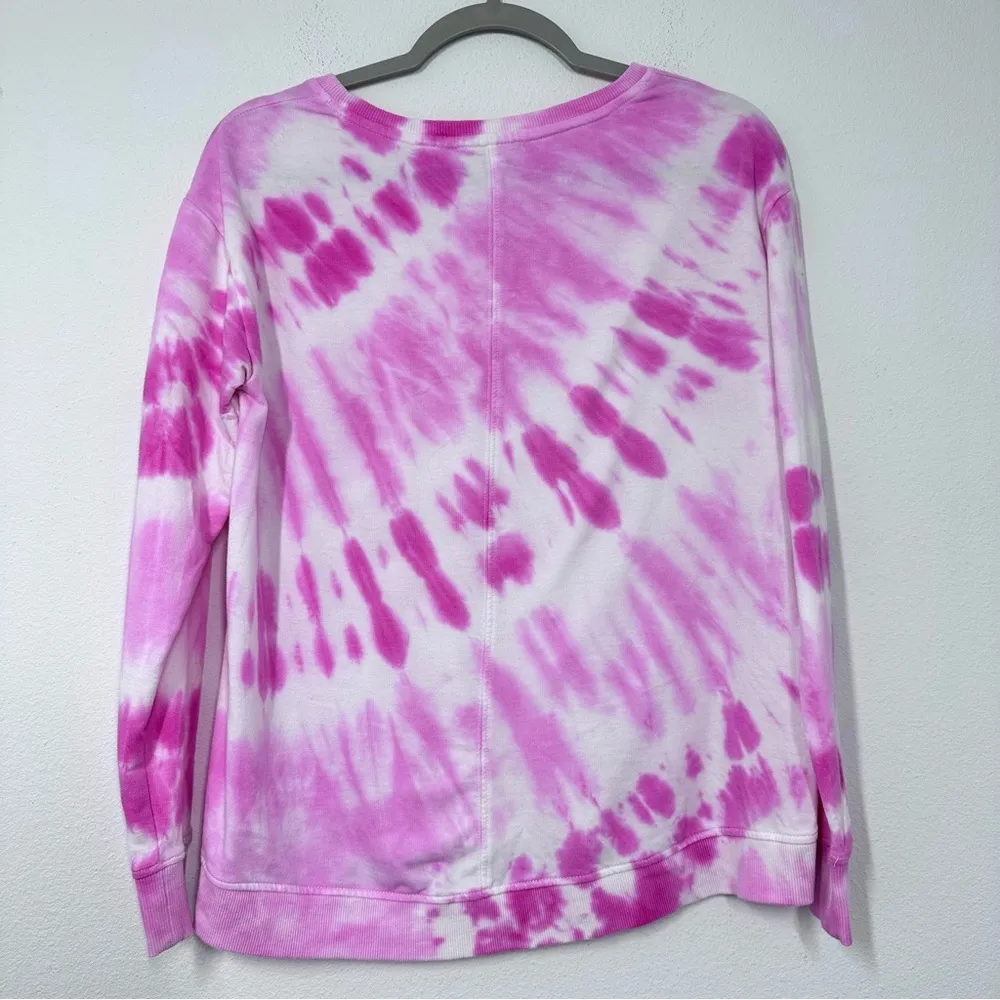 Jane & Delancey Hot Pink Tie Dye Lightweight Crewneck Sweatshirt Casual Womens S - Image 5