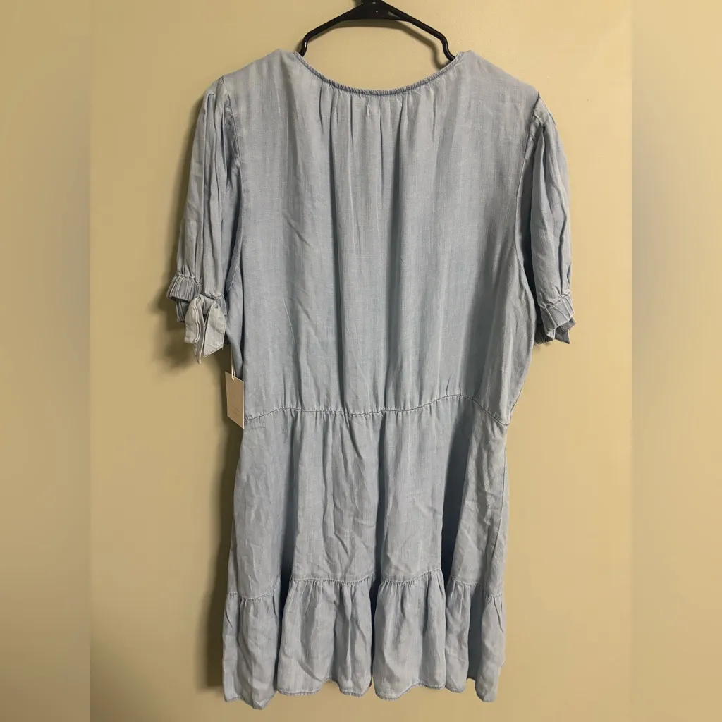 LC Lauren Conrad Wrap Dress Size XXL Blue Chambray Ruffles Boho Cowgirl New - Image 2