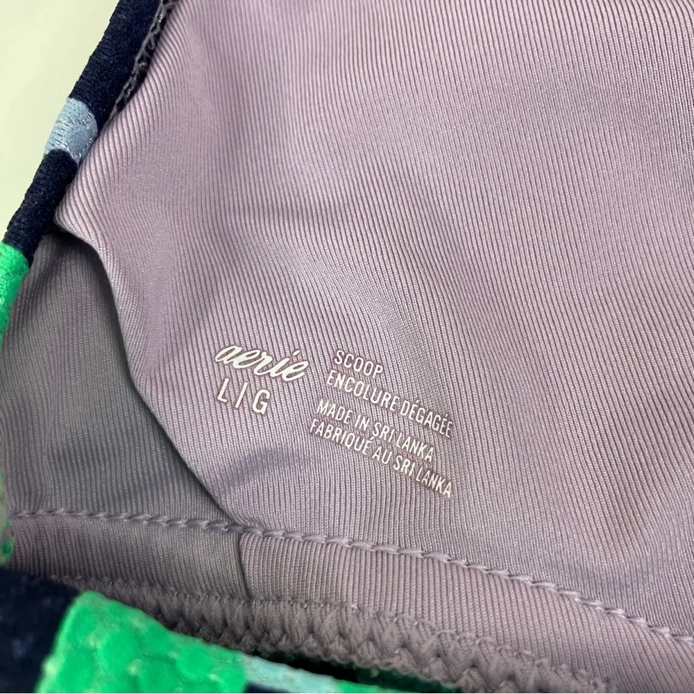 Aerie | Abstract Pique Longline V Scoop Bikini Top L - Image 3