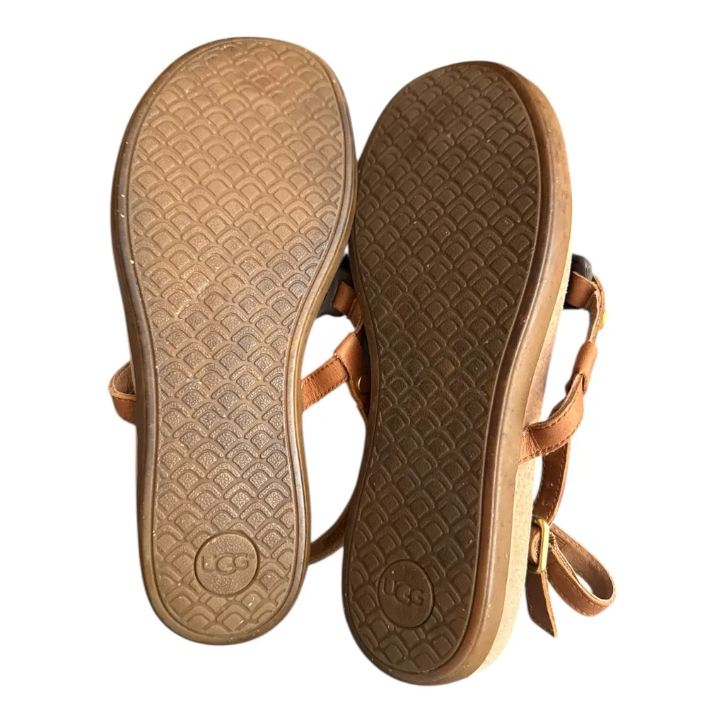 UGG  Ayden Circle Logo Leather
Thong Sandals - Image 3