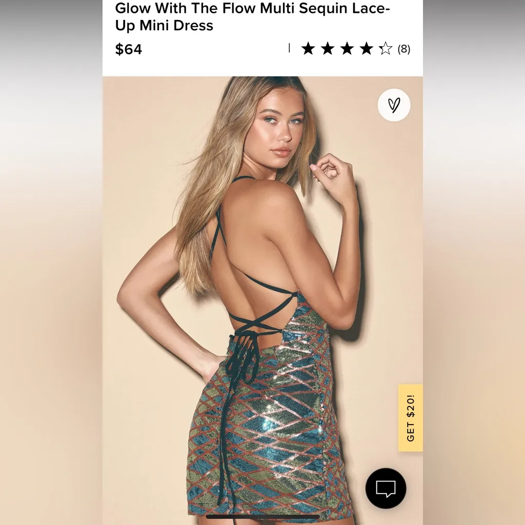 Lulu’s Glow with the flow multi-sequin lace up mini dress backless formal Party - Image 3