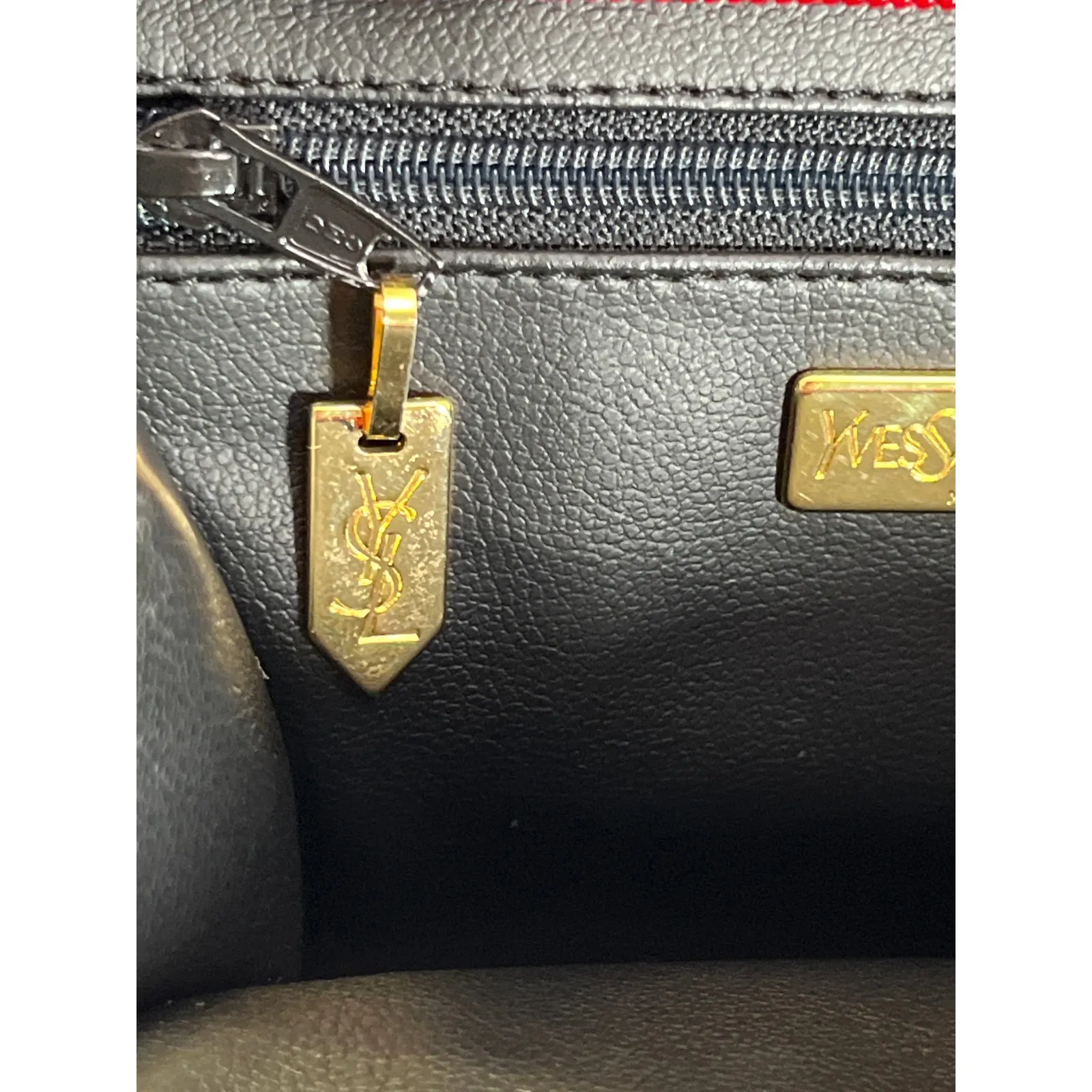 Yves Saint Laurent Red Leather Tote Bag Y Pattern Logo Auth Cert And Strap - Image 15