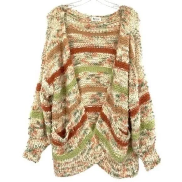 &Merci Confetti Cream Chunky Oversized Chenille Knit Cardigan Sweater - Image 1