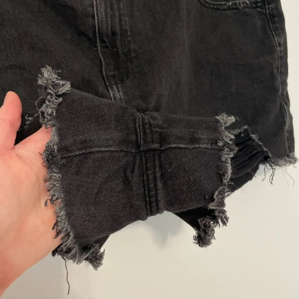 AERIE AMERICAN EAGLE AE Daydream Denim Short Black Distressed Ripped Mid Rise XL - Image 7