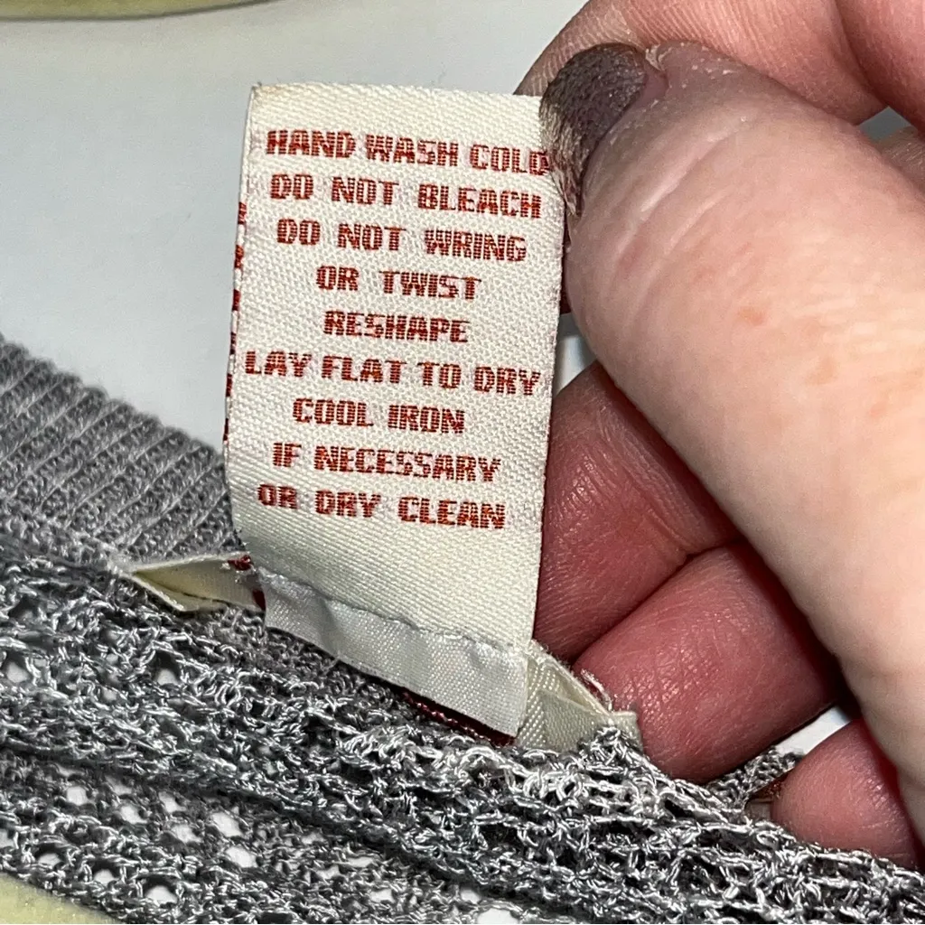 Sundance Sweater Dress Size Medium Gray Crochet Open Knit Boho Long‎ Sleeve - Image 3