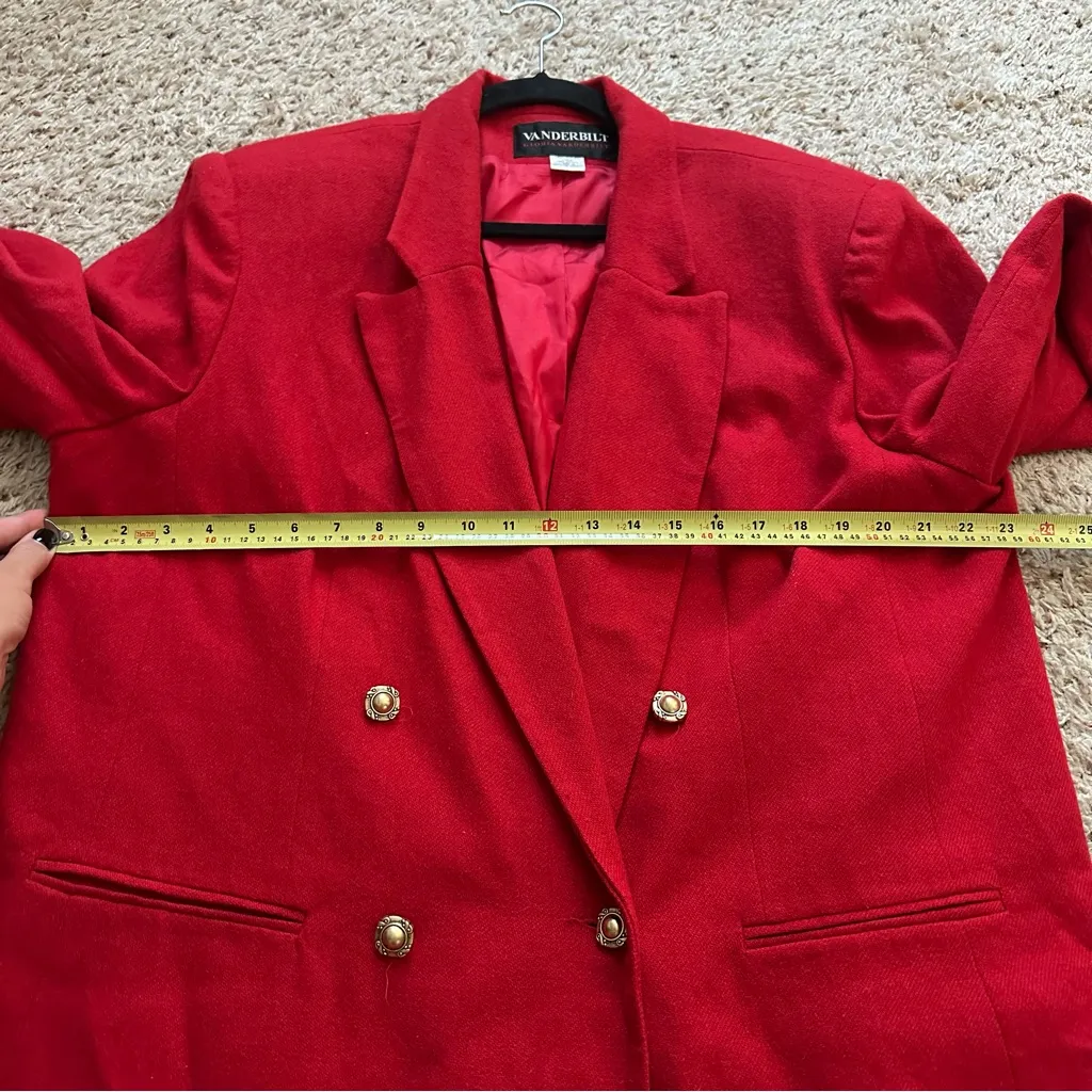 Gloria Vanderbilt Jacket Blazer Womens 20W Red Double Breasted 100% Wool Classic - Image 5