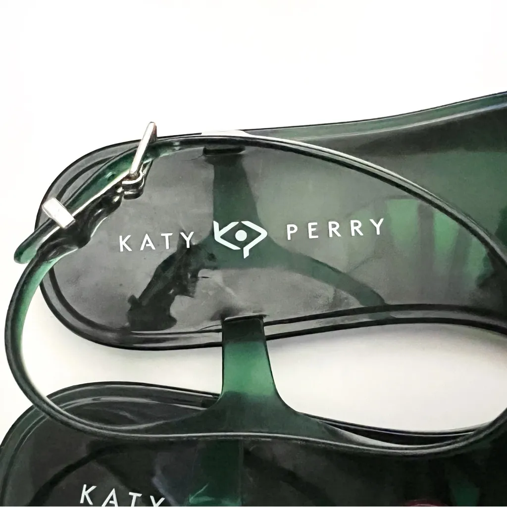 Katy Perry The Geli Cactus Sandals Shoes Womens Size 9 Clear Green Ankle Strap - Image 3