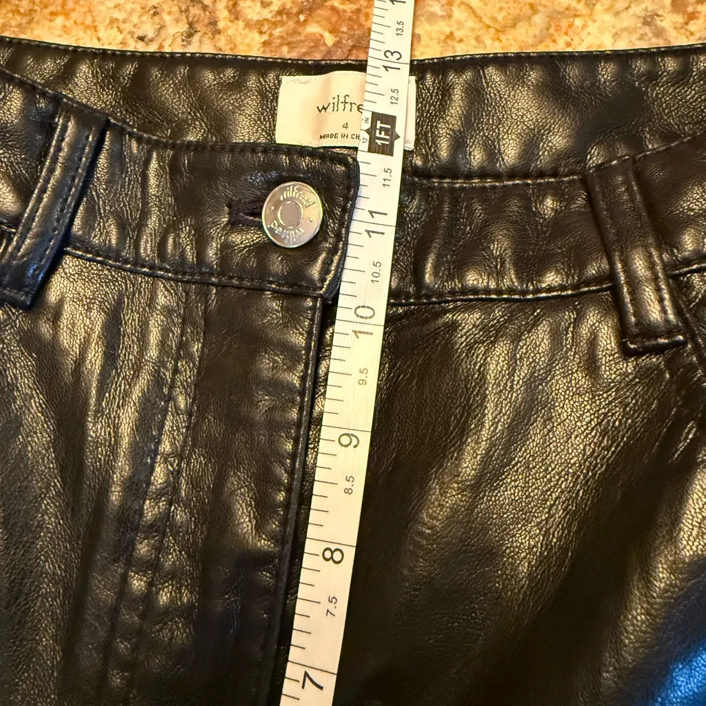 Wilfred Aritzia Black Melina Pant High Rise Vegan Leather Pants Sz 4 - Image 6