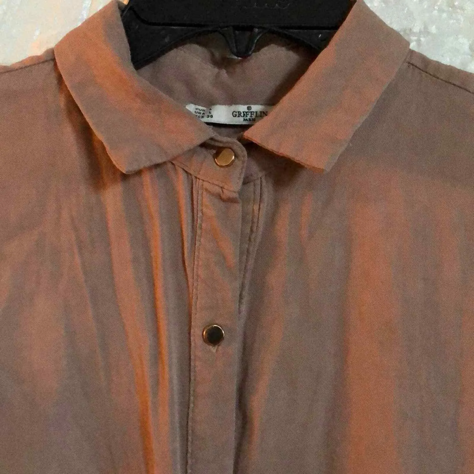 Griffin‎ Paris oversized tunic top with belt loop Women’s Size L Large Tan - Image 4