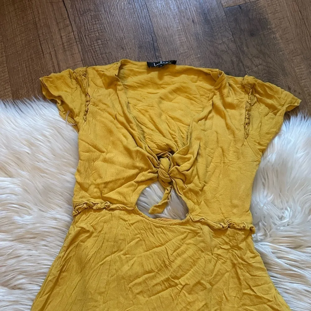 LULU’S Seaport Mustard Yellow Tie-Front Mini Dress - Image 6