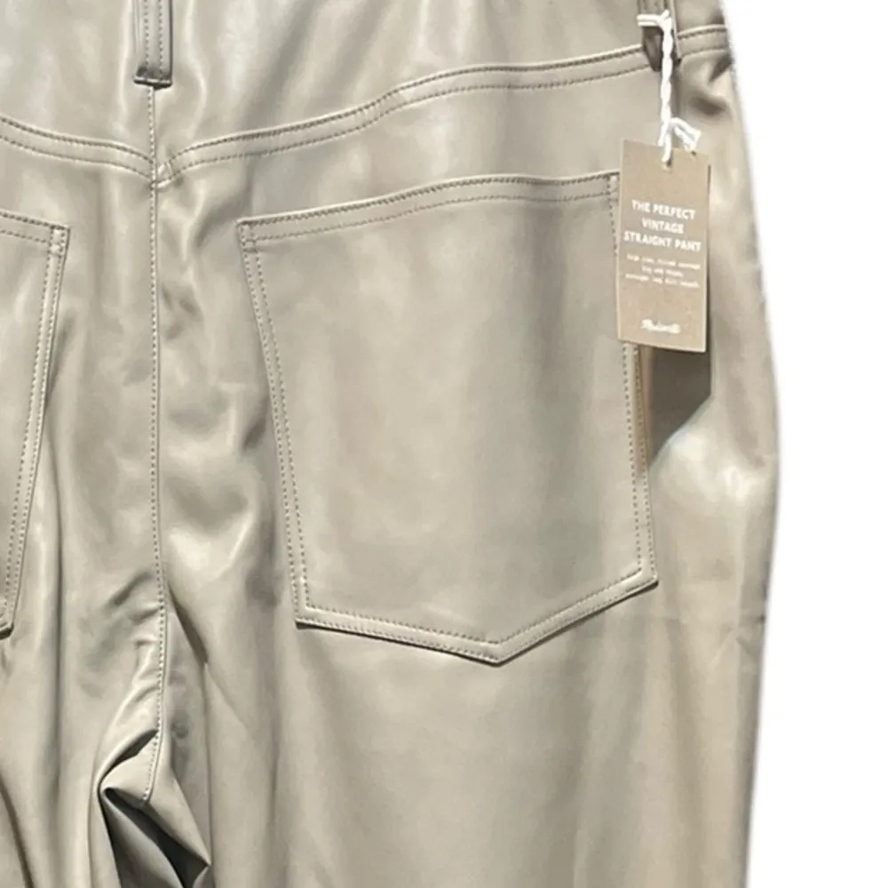 Madewell The Perfect Vintage Straight Pant Faux Leather Edition NWT Sz 32 Pumice - Image 9