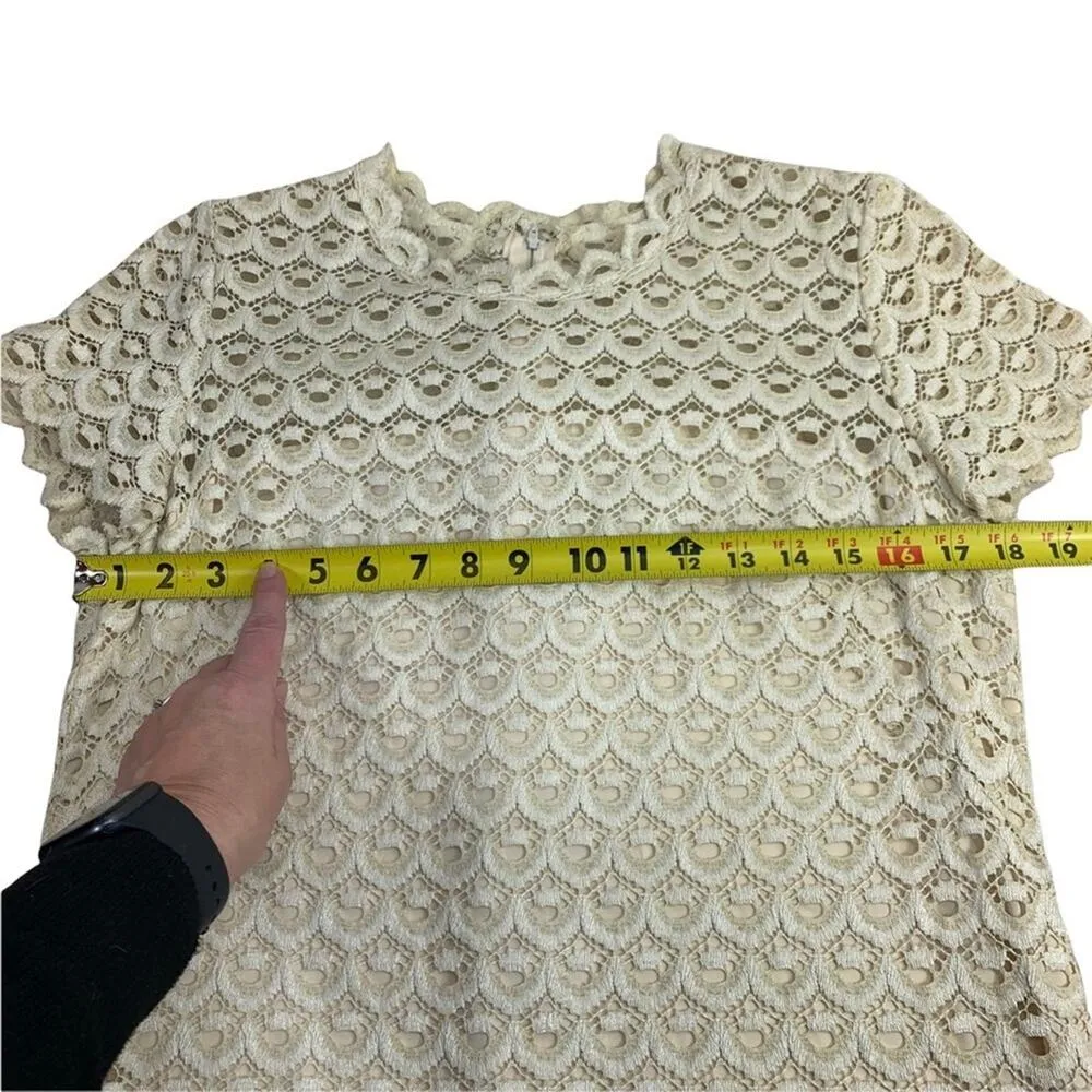 VINTAGE 1960s Indorables of California | S | Ivory Lace Scallop Mini Shift Dress - Image 7