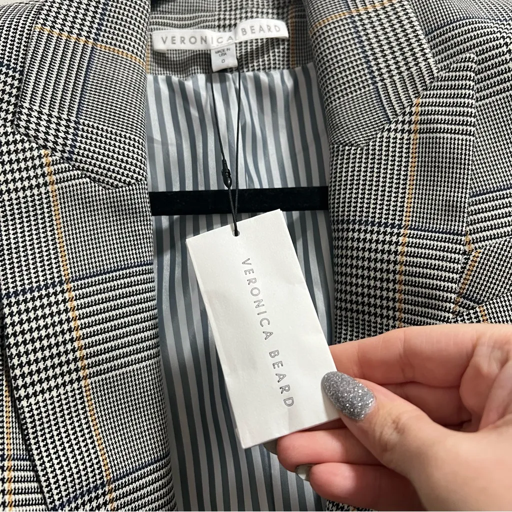 NEW NWT Veronica Beard Joshua Dickey Blazer Jacket In White Multi Houndstooth - Image 14