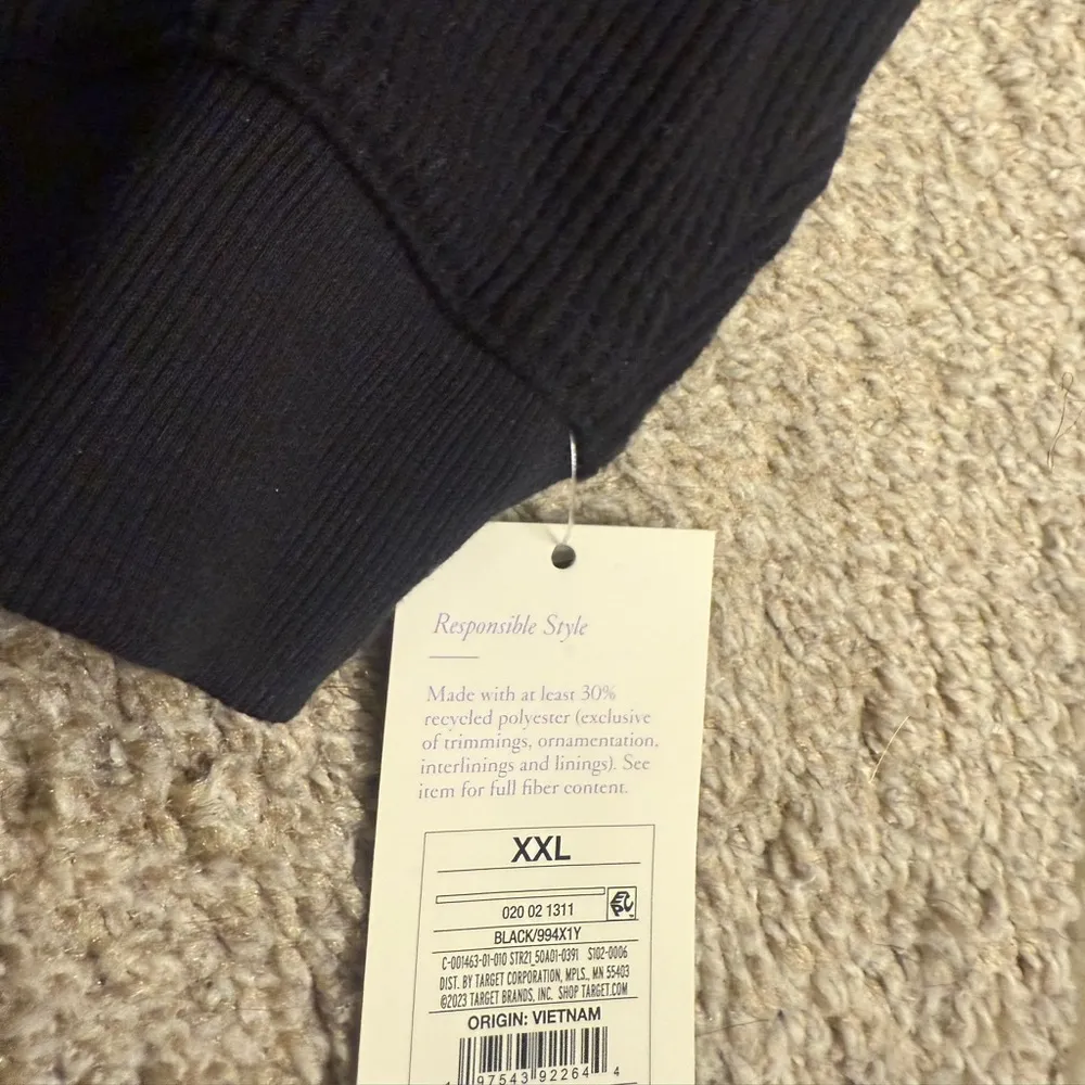 Stars Above Black Waffle Knit Quarter Zip Lounge Sleep Sweatshirt - size XXL - Image 7