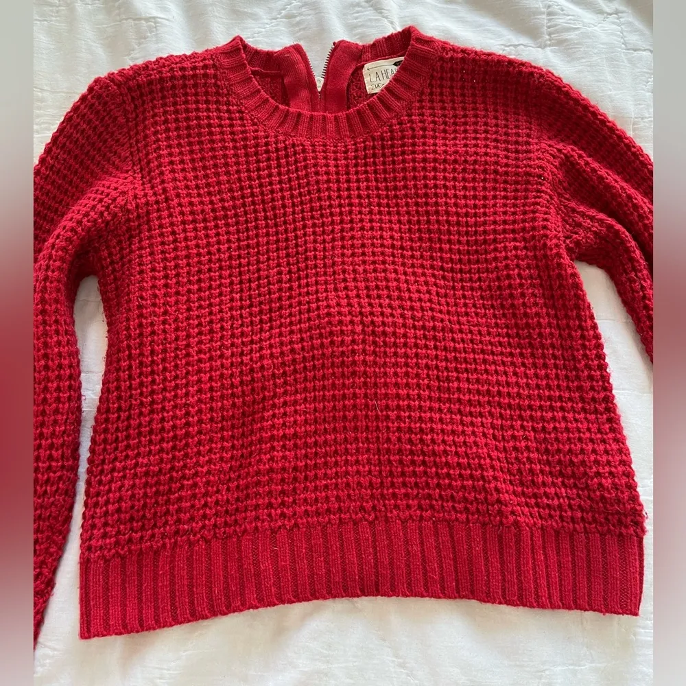 LA Hearts Fall Essential:  Red Knit Cropped Sweater - Image 2