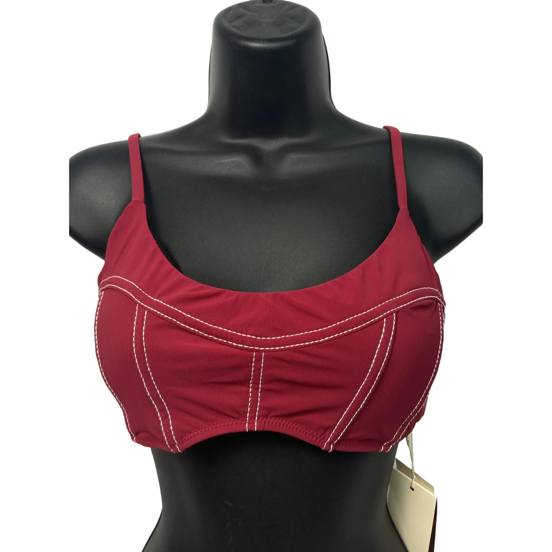 Gottex Bikini Top Womens USA 10 Red White‎ Contrast Stitch Swim - Image 2