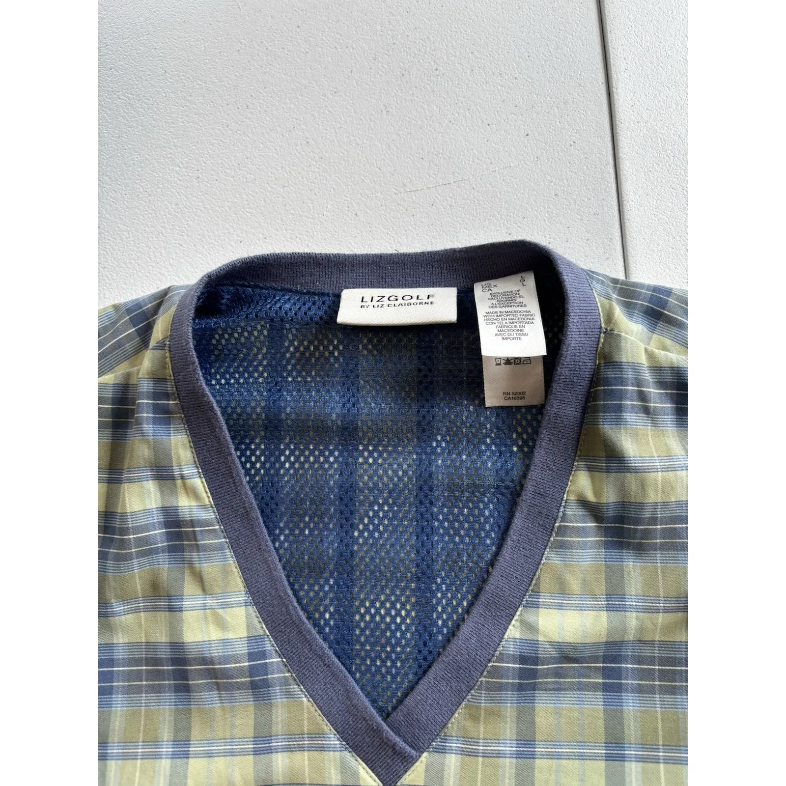 Liz Golf Women's Collared Mesh Lined Pullover Windbreaker Plaid Size‎ Large Blue - Image 13