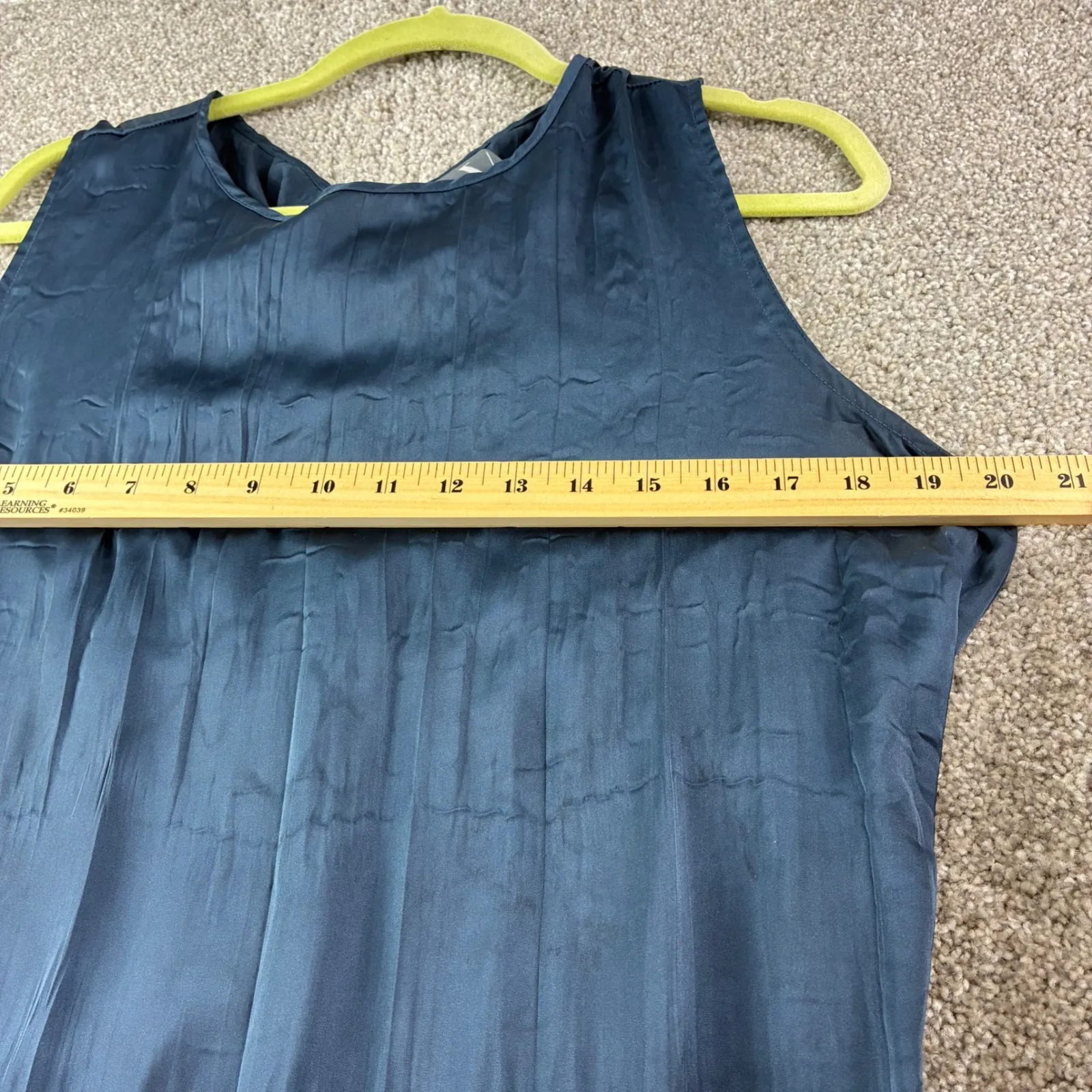 Worthington Womens L Navy Blue Crinkle‎ Satin Dress Cutout Detail Formal Party - Image 8