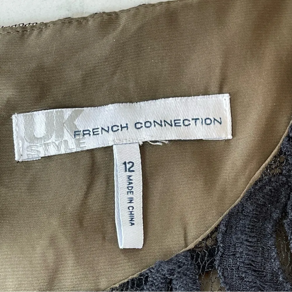 French Connection UK Style Lovelace Tee Dress Khaki Green/Black Sz 12 - Image 11
