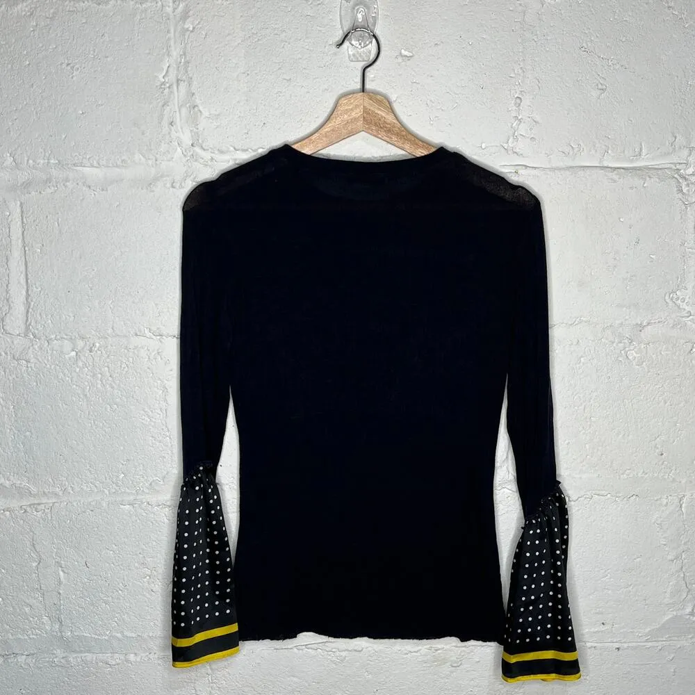 BAILEY 44 Women's Shanghaied Rayon Wool Dot-Point-Sleeve Crewneck Sweater XS - Image 4