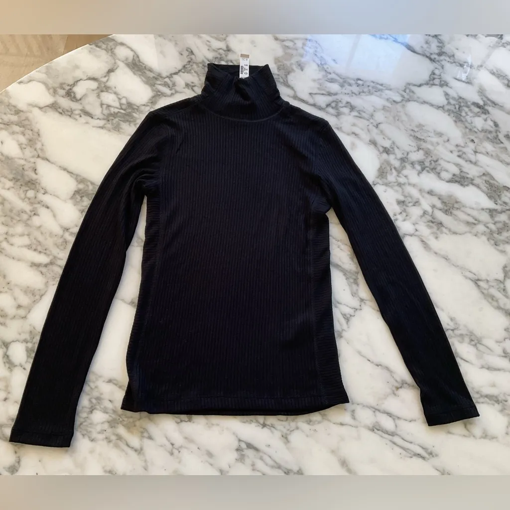 NWT Madewell Ribbed Turtleneck Long-Sleeve Tee in Black size XXS NT768 - Image 4