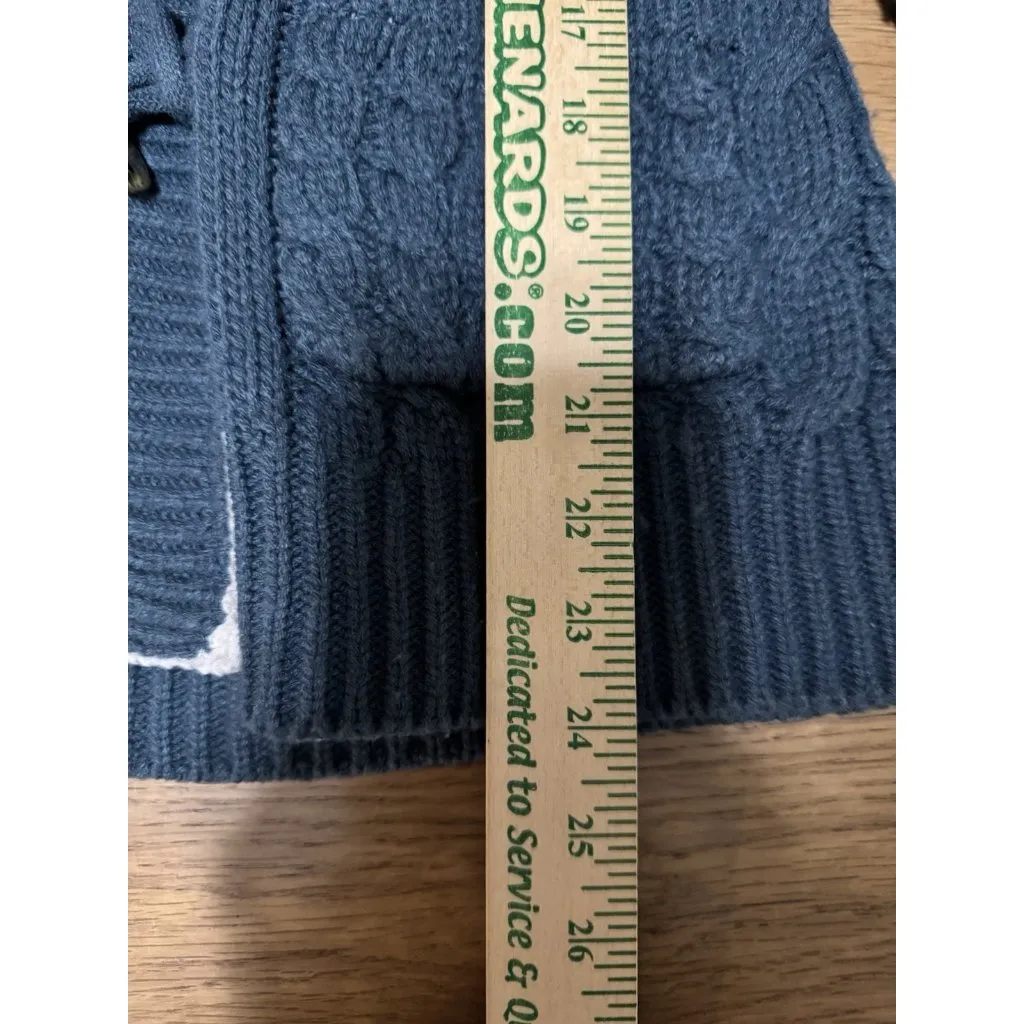 Cabelas Women's Knit Button Cardigan Sweater Jacket Teal Blue Size S Sherpa Hood - Image 4