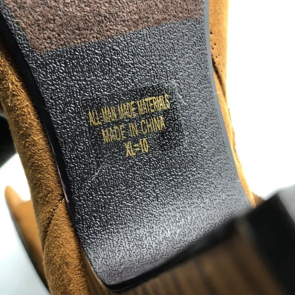 Rue 21 etc! Womens Ankle Booties Peep Toe Heel Faux Suede Zipper Brown Size 10 - Image 6