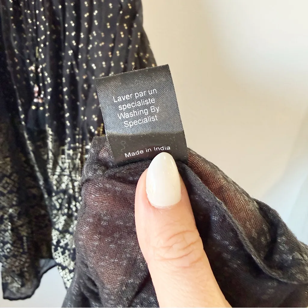 Mes Demoiselles Paris Byzantine Pleated Long Skirt Sz FR40 / US 8 Black - Image 6