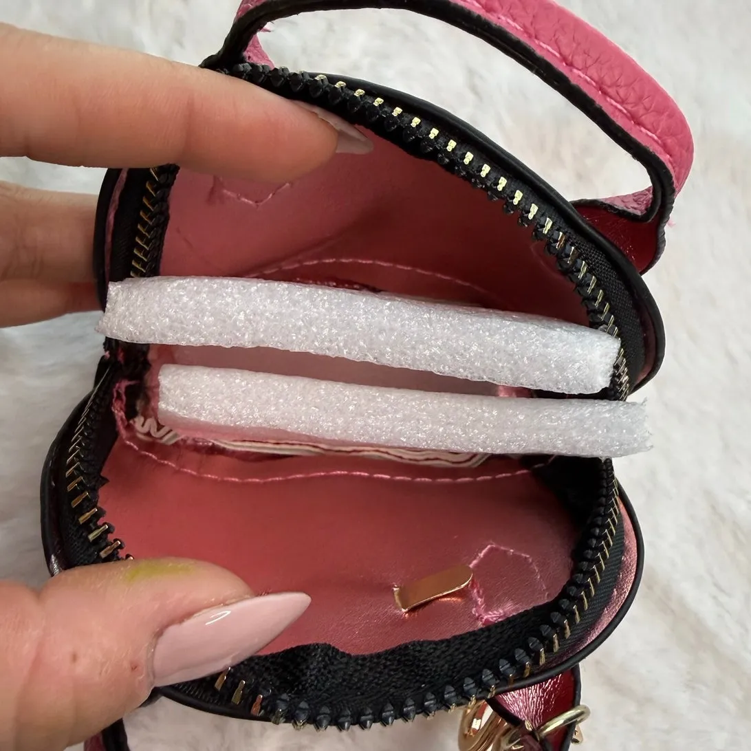 Mini Tote Bag Keychain Coin Purse Mini Pouch Zipper Fashion Charm Bag Charm Pink - Image 3