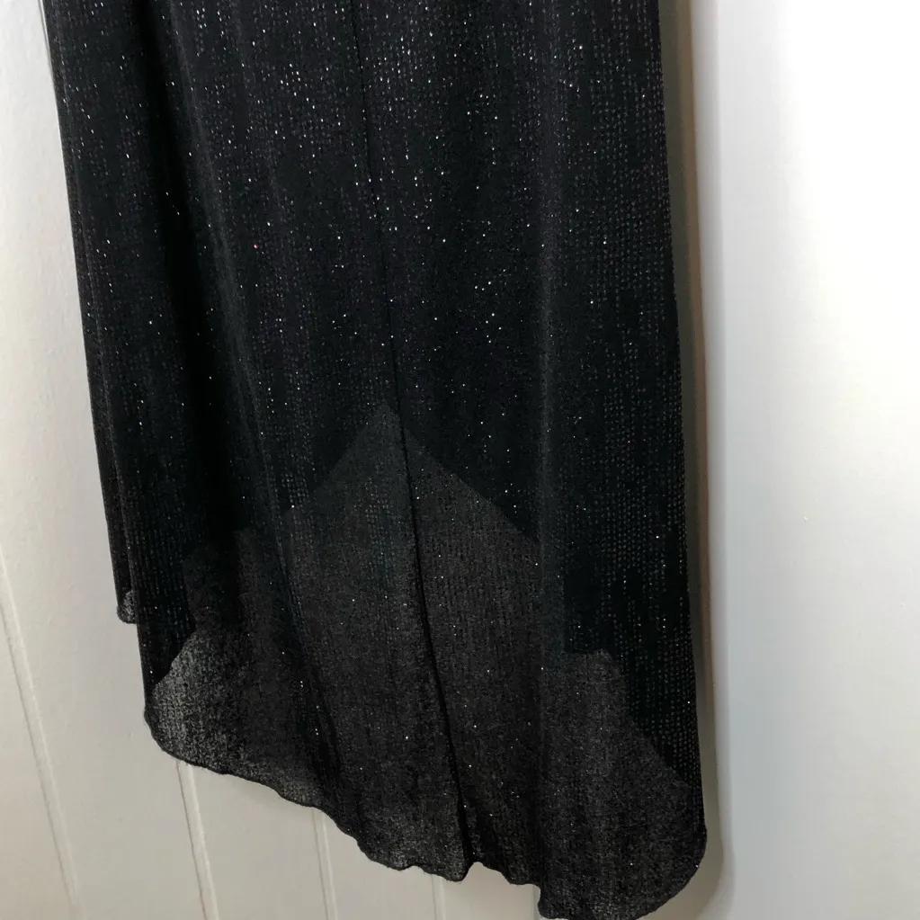 Black M Strapless Shimmery Tulip Asymmetrical Dress Fit & Flare Night Out Shiny - Image 7