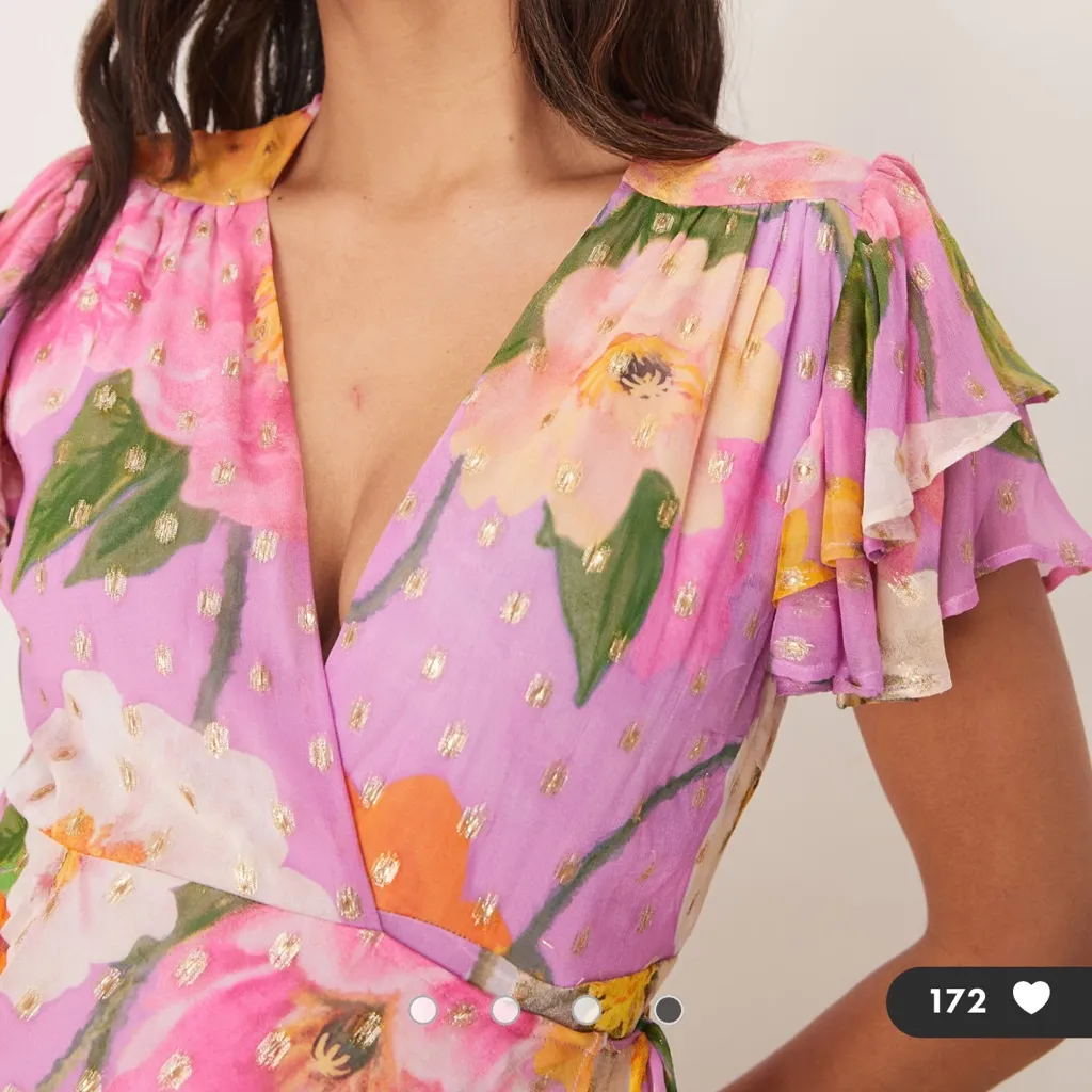 Hope & Ivy Maternity frill sleeve maxi wrap dress with tie waist in blue print Pink Size 10 - Image 4