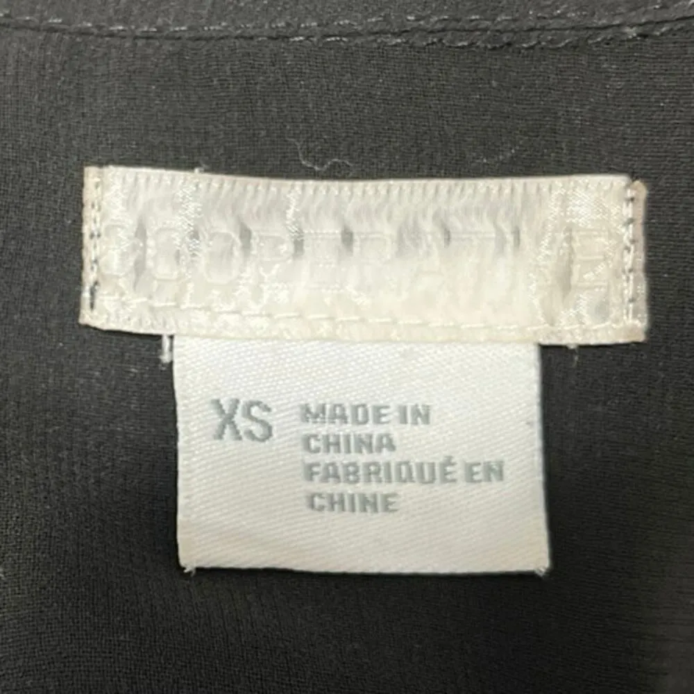 Cooperative Black Sheer Beaded Embellished Long Sleeve Button Down Shirt Top XS - Image 4