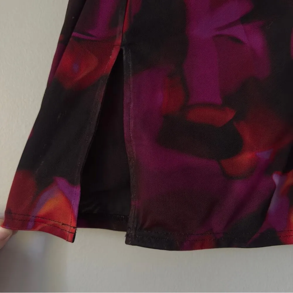 White Fox Mesh Slit Hem Front Mini Skirt Zipper Zip Up Back Stretch Sexy Short - Image 8