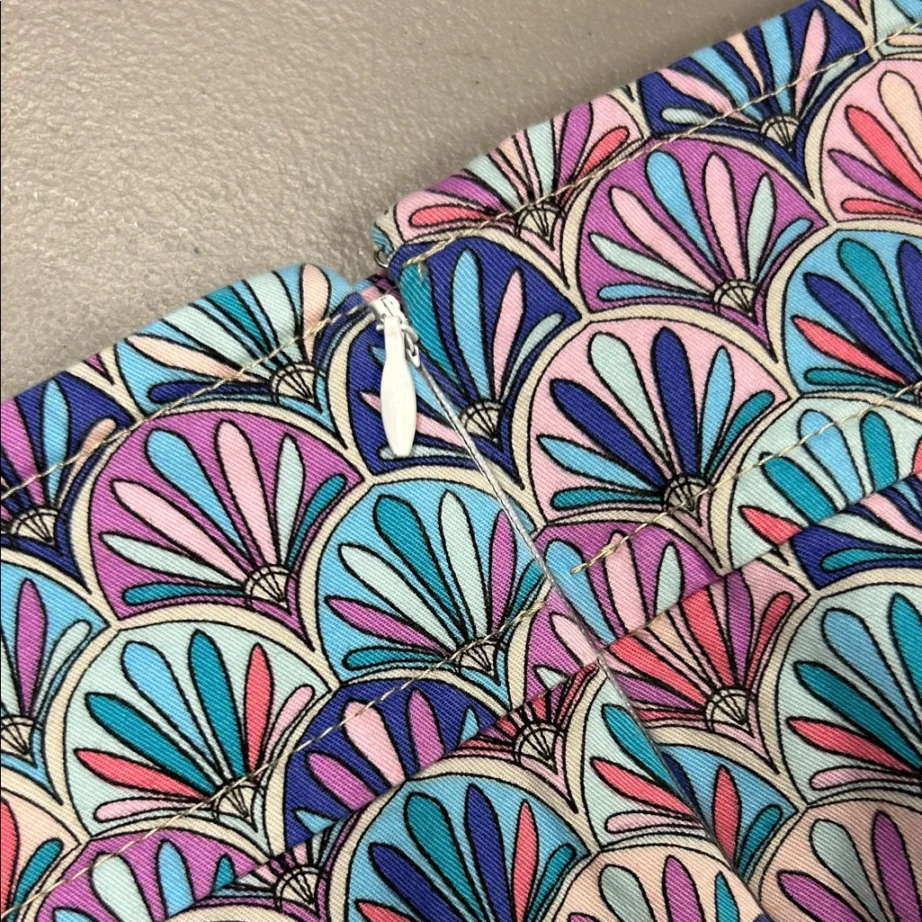 Talbots Multicolor Fan Pattern Straight Skirt Zipper Back Pockets Womens Size 8 - Image 3