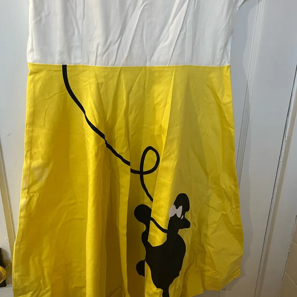 White and Yellow Retro Poodle Dress Costume. Vintage Style. Size XL - Image 4