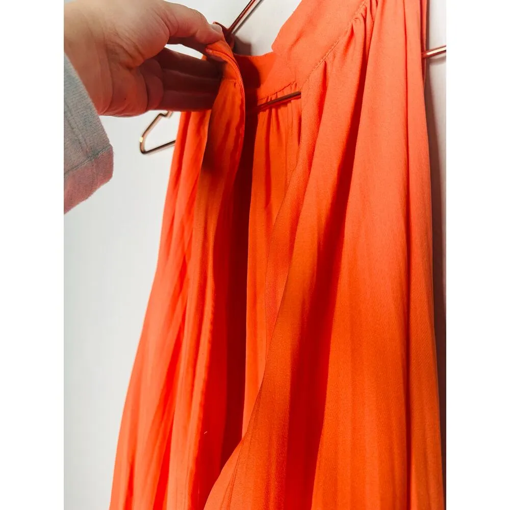 TOME COLLECTIVE Burnt Orange Accordion Pleated Mock Neck Midi Dress Size Small - Image 7