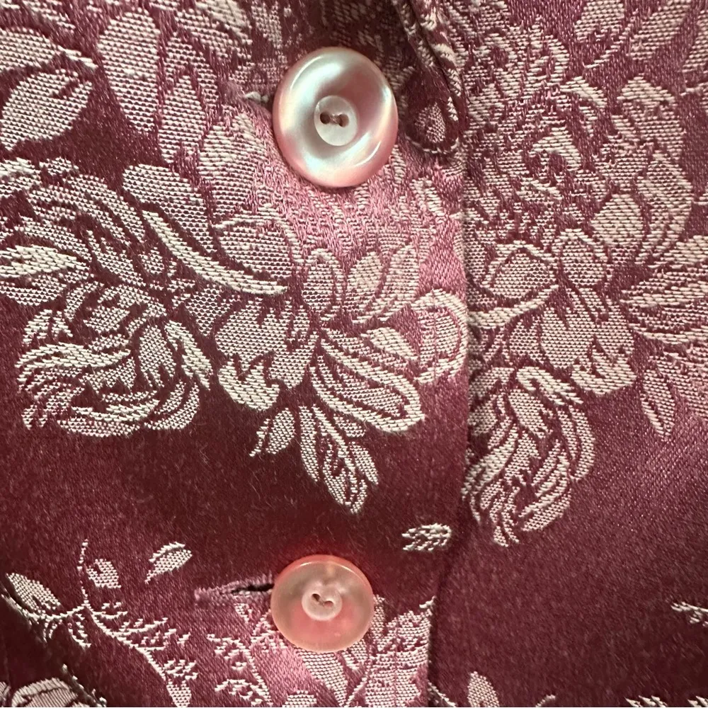 Susan Graver Embroidered Brocade Pink Bow Floral 3 Button Blazer Jacket Womens S - Image 9