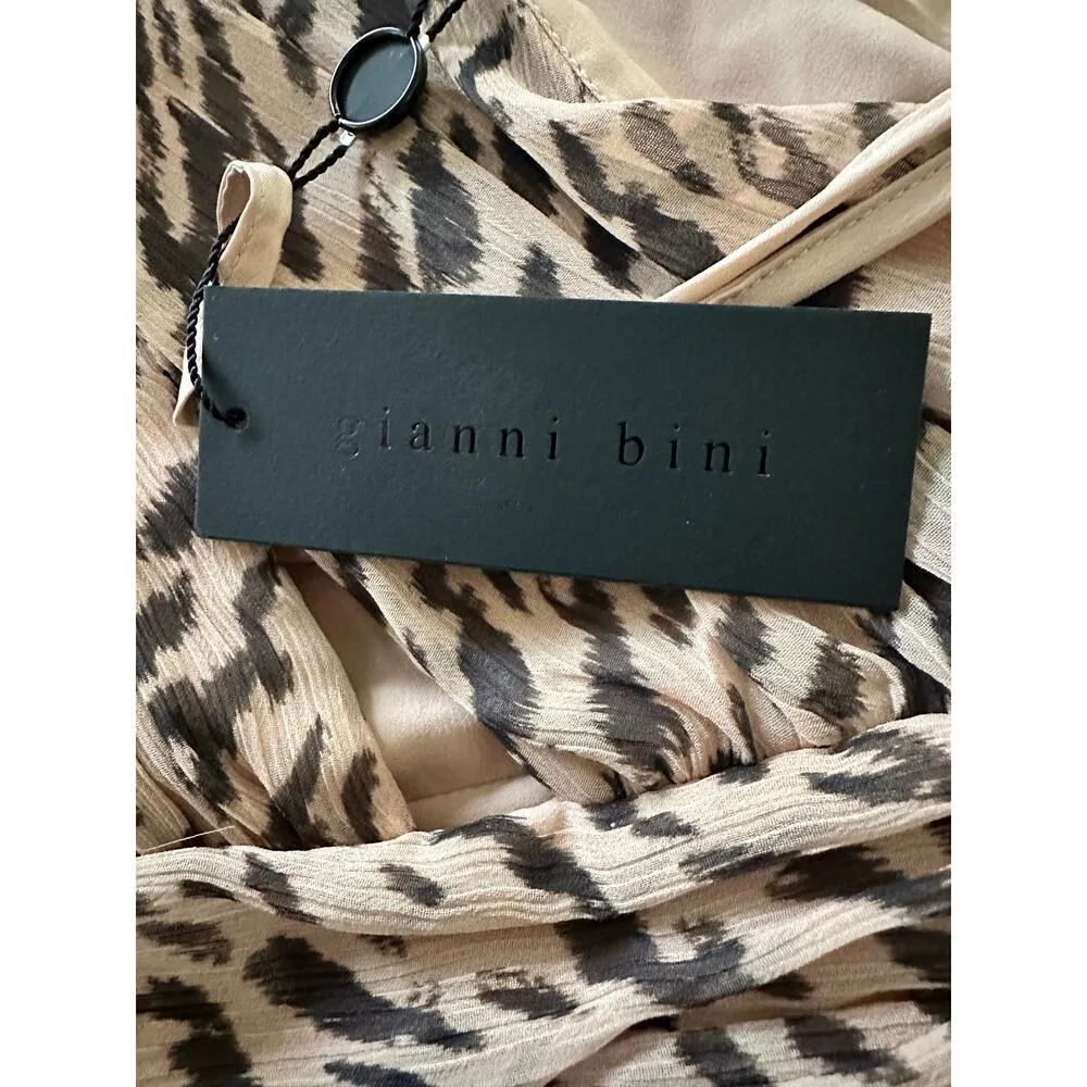 Gianni Bini Dalia Asymmetrical Neckline Chiffon Animal Print Maxi Dress size 0 - Image 8