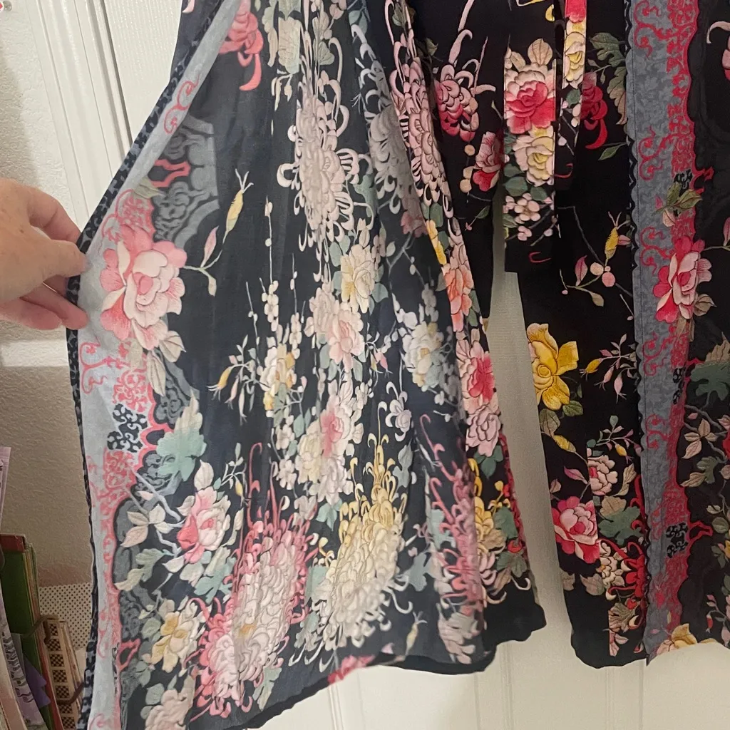 Johnny Was Dreamer Floral Bohemian Hippie Pants Size Small Side Slit - Image 6