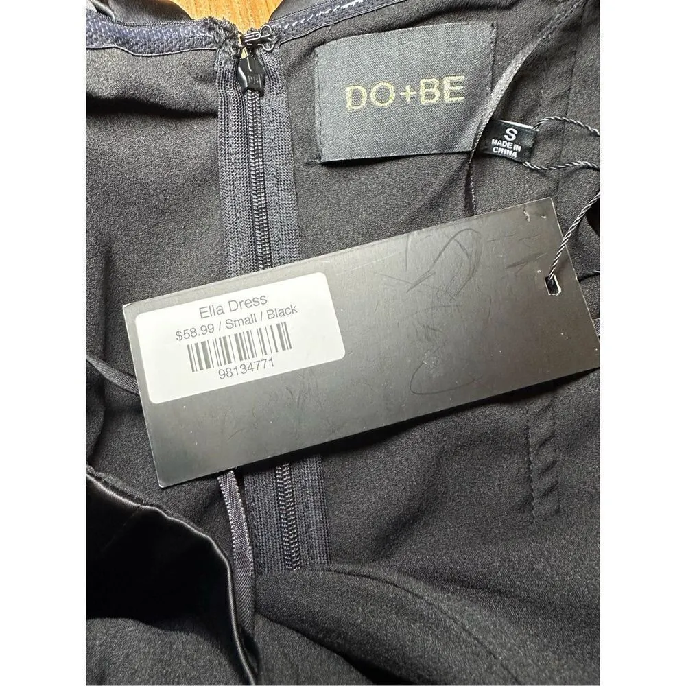 NEW DO + BE Ella Cocktail Dress off the shoulder black satin sz small - Image 3