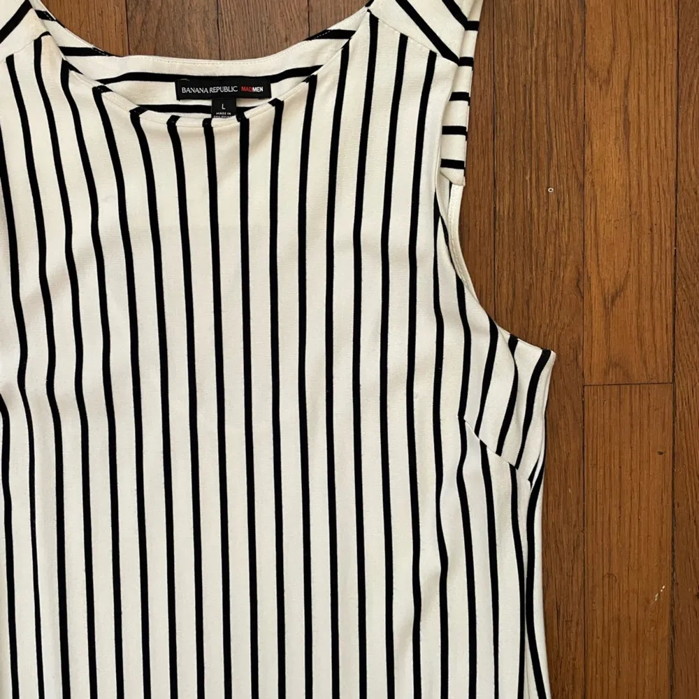 Madmen X Banana Republic Striped Cut Out Back Bodycon Dress - Size Large - Image 6
