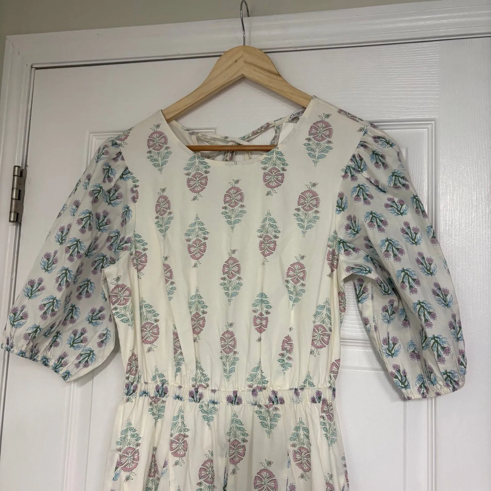 Christian  Lacroix White Floral‎ Lace Up Back Dress Size Small - Image 3