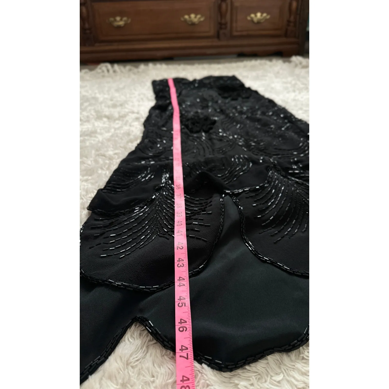 Gorgeous 2 Piece Handmade Fully Beaded Silk Corset Maxi Dress Black Tie Formal - Image 5