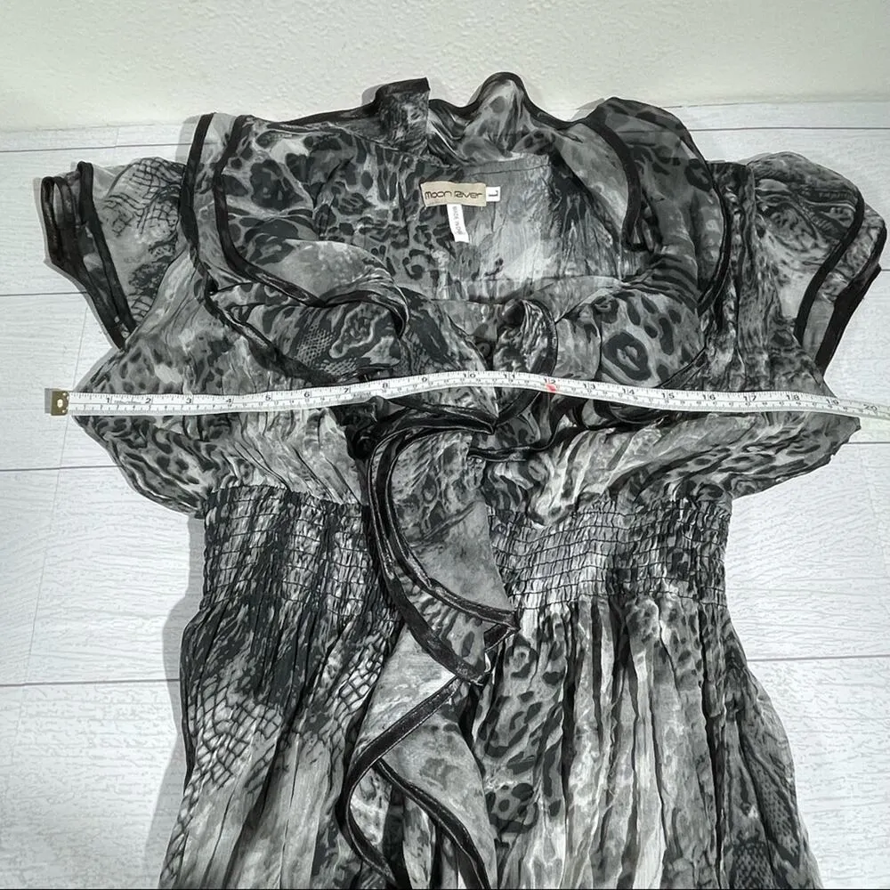 MOON RIVER Animal Print Dress Black and Gray Size Large - Image 5