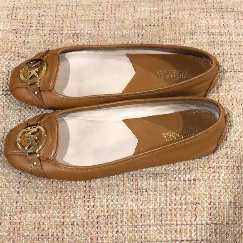 MICHAEL Michael Kors Classic Lillie Leather Moccasin Flats in Luggage Sz 9M Tan - Image 5